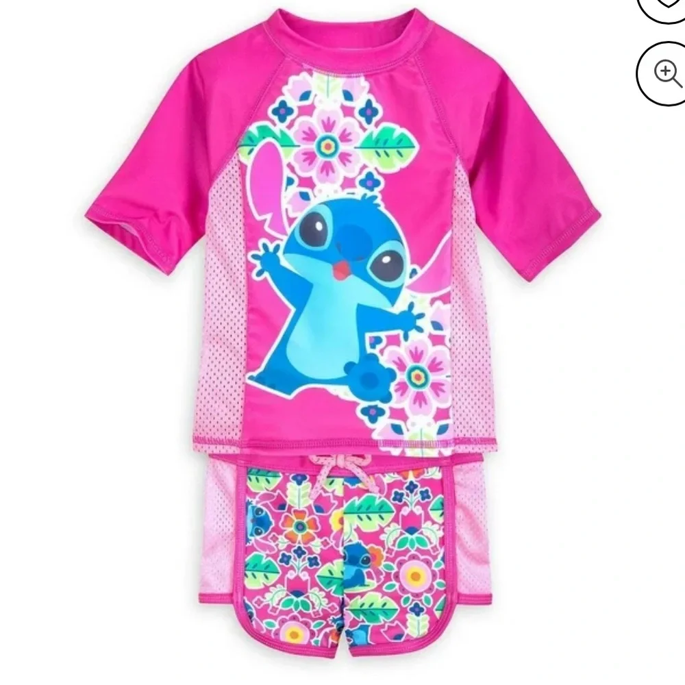 Stitch 3 PC Rash Guard Swimsuit Set Girl Size 5/6 - Picture 11 of 12